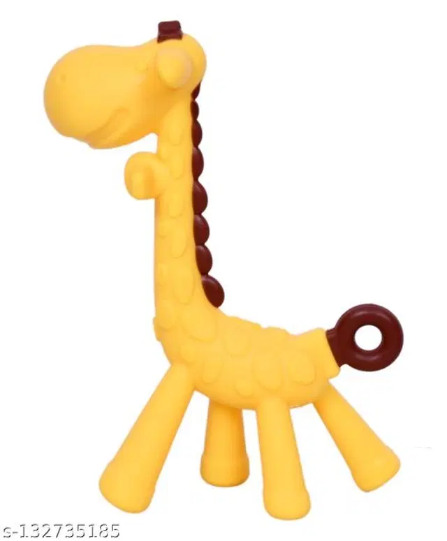 Silicone Teether for Baby, Yellow & Brown