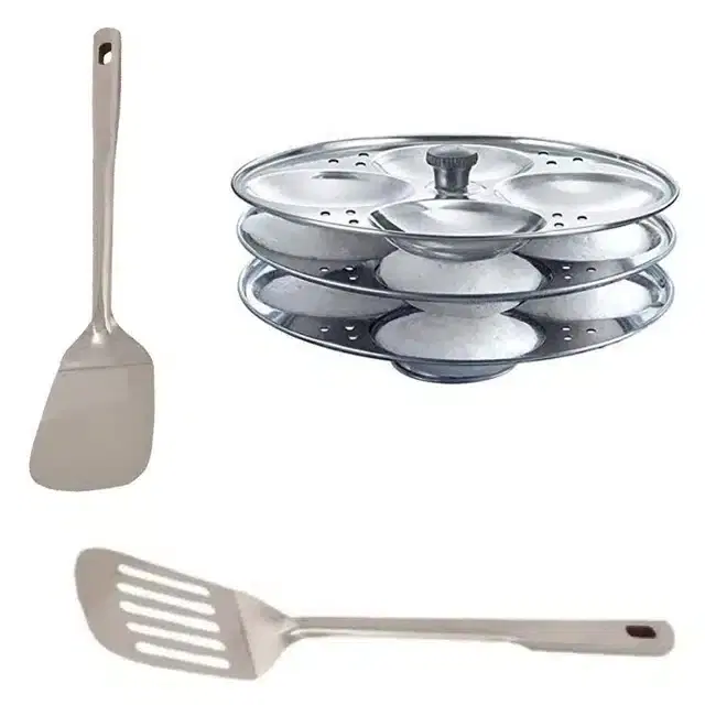 Stainless Steel Palta, Egg Palta & Idli Making Stand of 3 Plates, Combo of 3