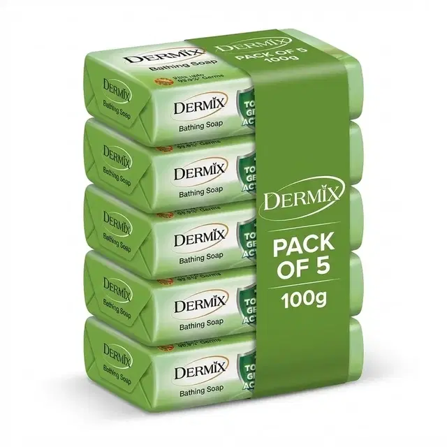 Dermix Germ Protection Bathing Soap 5X100 g (Buy 4 Get 1 Free)