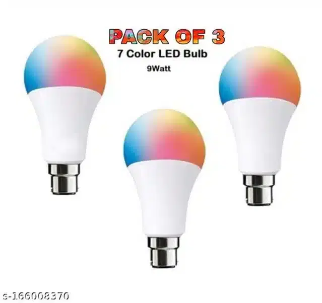 7 in 1 Color Changing LED Bulb, Multicolor, 9 W, Pack of 3