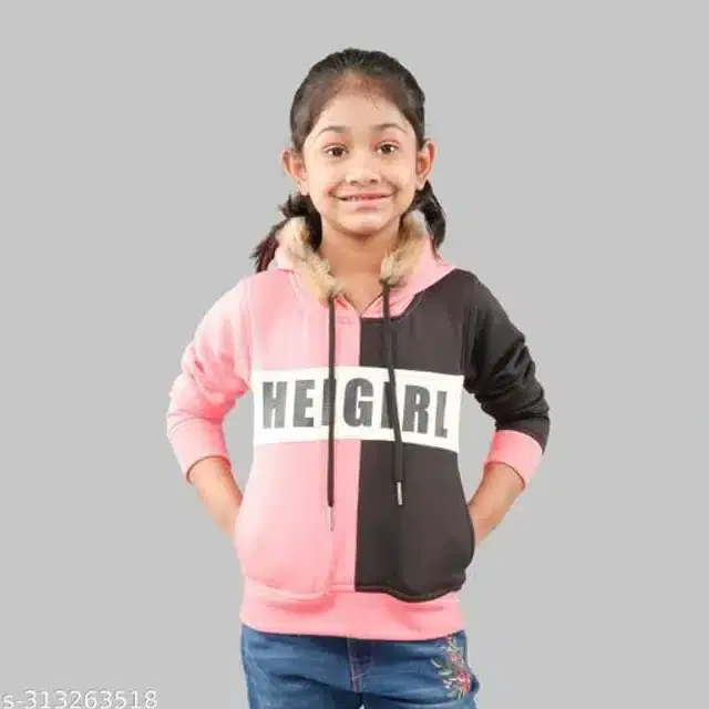 Full Sleeves Hoodies for Girls (Pink, 3-4 Years)
