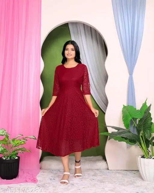 Net Gowns for Women,  Maroon  (S)