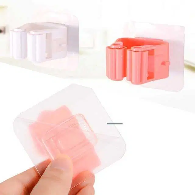Sterling Bazaar Wall Mounted Mop Broom Holder Sticker Series Self Adhesive Multifunction For Your Home, Pack Of 2, St-038