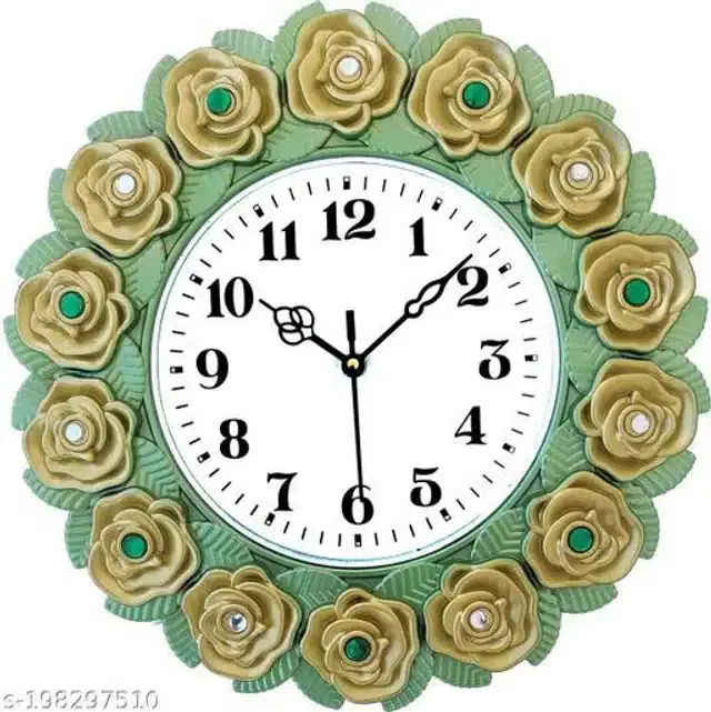 Plastic Analog Wall Clock, Green & White