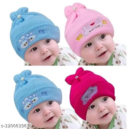 Printed Cap for Kids, Pack of 4 (Multicolor)