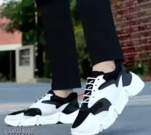 Sports Shoes for Men (White & Black, 7)