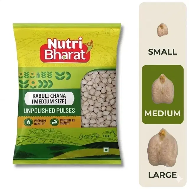 Nutri Bharat Unpolished Kabuli Chana (Medium Size) 1 Kg