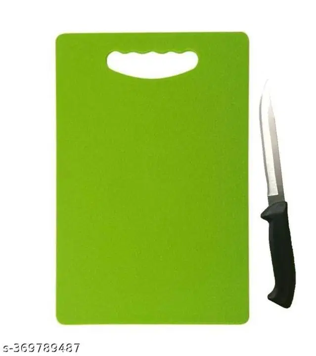 Plastic Chopping Board with Knife for Kitchen, Multicolor, Set of 2