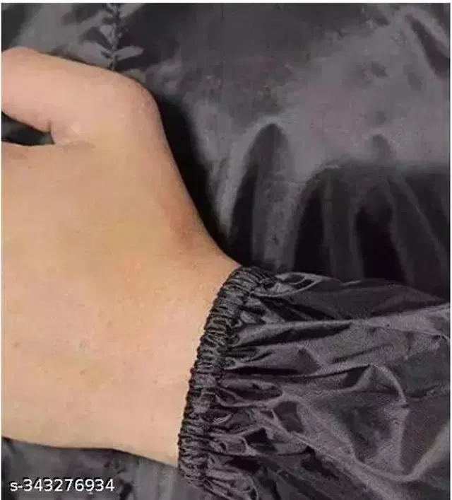 Polyester Rain Coat for Men, Black, M