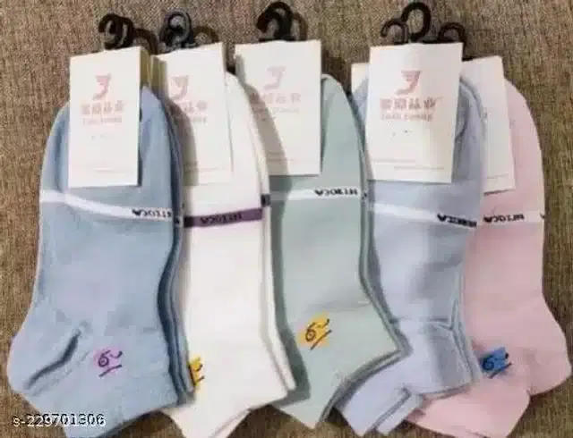 Cotton Socks for Unisex, Pack of 5 (Multicolor)