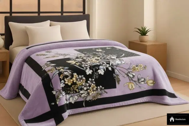 Wool Printed Blanket, Lavender (90x80 inch)