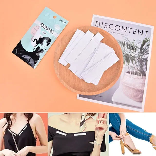 Double Sided Self-Adhesive Lingerie Tape for Women, Pack of 36 (Transparent)