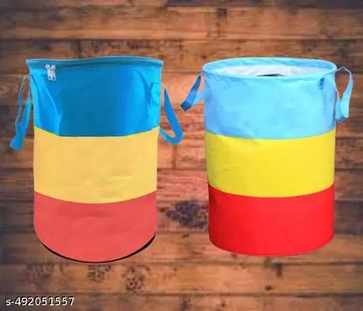 Fabric Laundry Basket, Multicolor ,  (Pack Of 2)