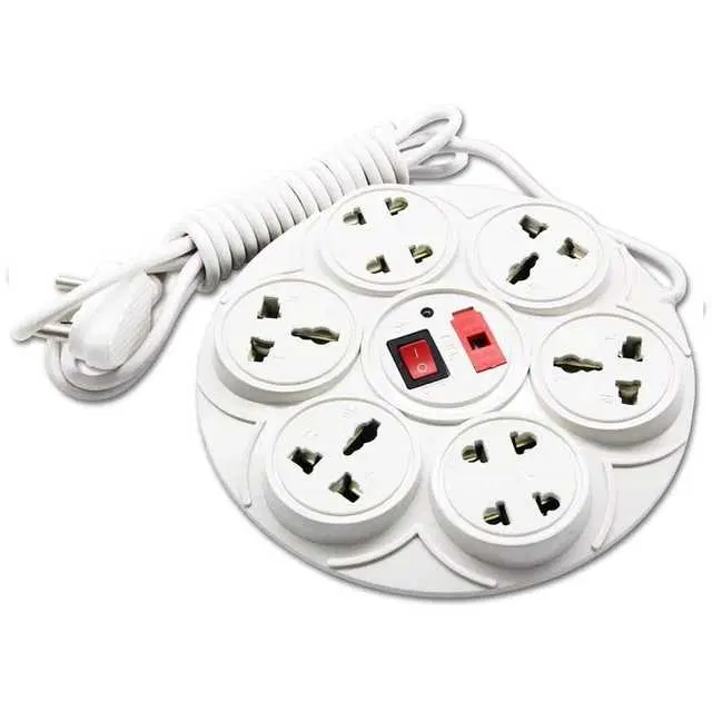 MN Enterprises 8 Universal Multi Plug Point Extension Board With LED Indicator And Switch, 230V, 6 AMP, Cream, MN-5