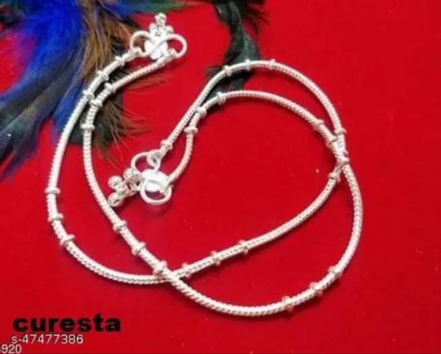 German Silver Anklet for Women, Set of 1 (Silver)