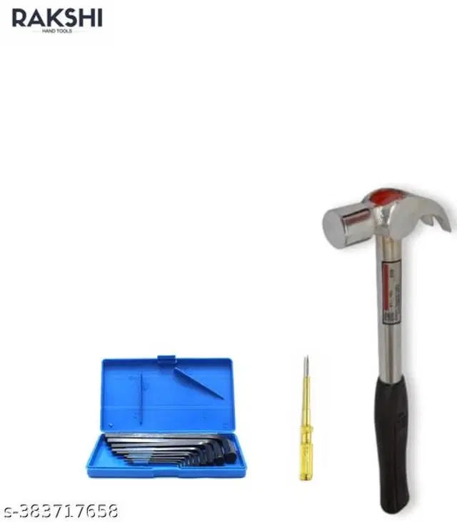 Combination Allen Key Set, 9 Pcs with Hammer & Yellow Line Tester, Multicolor, Set of 3