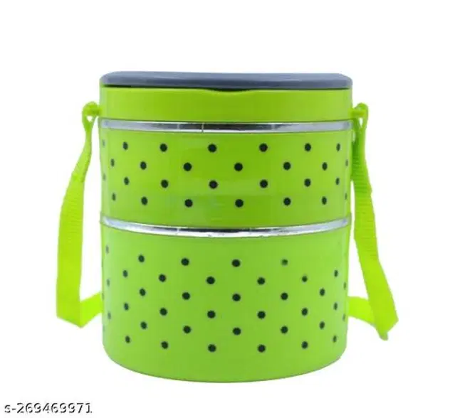 Plastic 2 Layer Lunch Box, Green