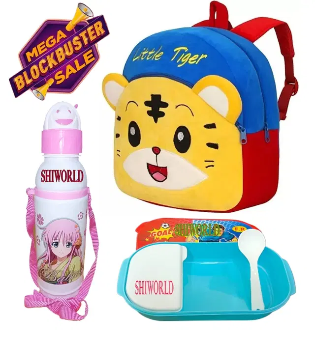 Kids Backpacks with Lunch Box & Water Bottle, Multicolor, Pack of 3