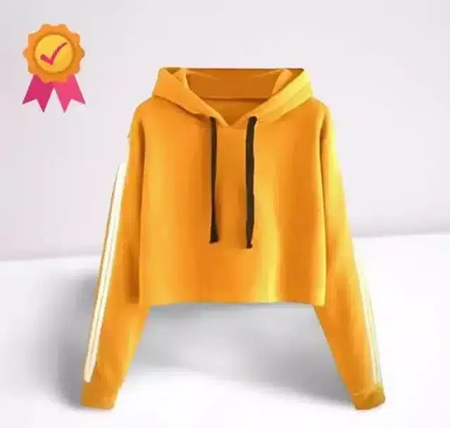 Solid Sweatshirt for Women (Yellow, S)