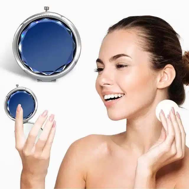 Majestique Crystal Edge Beauty Folding Mirror with Magnification, B-18