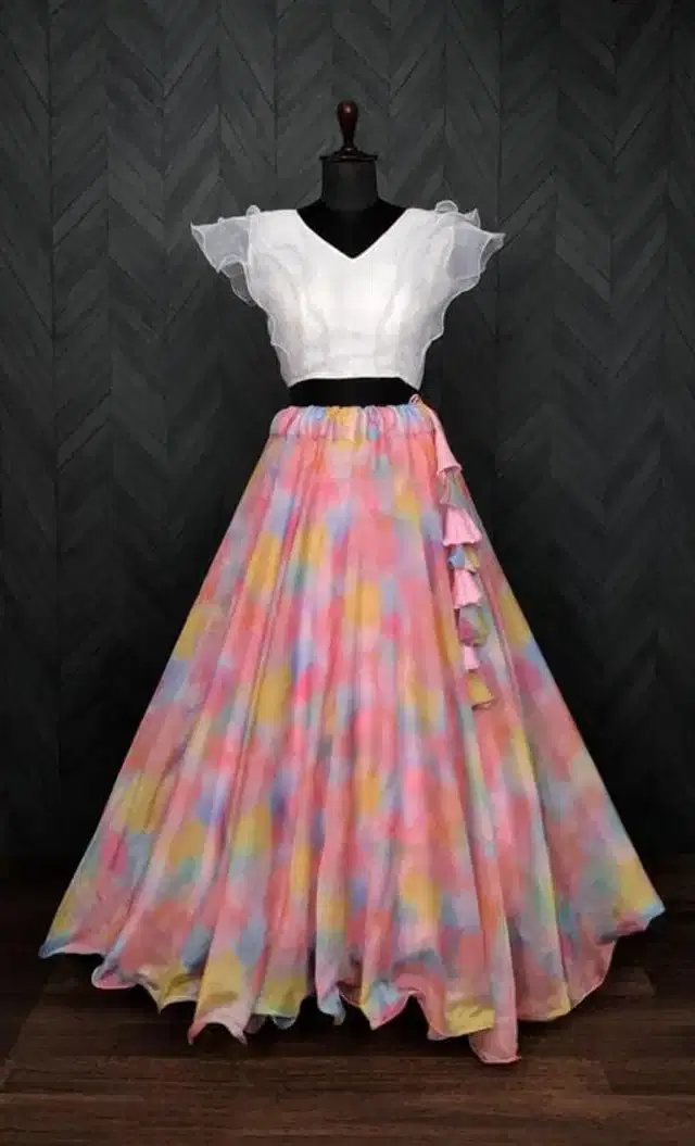 Ready to Wear Lehenga Choli for Women (Pink, XS)