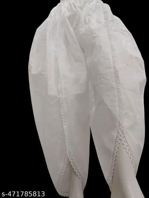 Cotton Solid Salwar for Women, White (L)