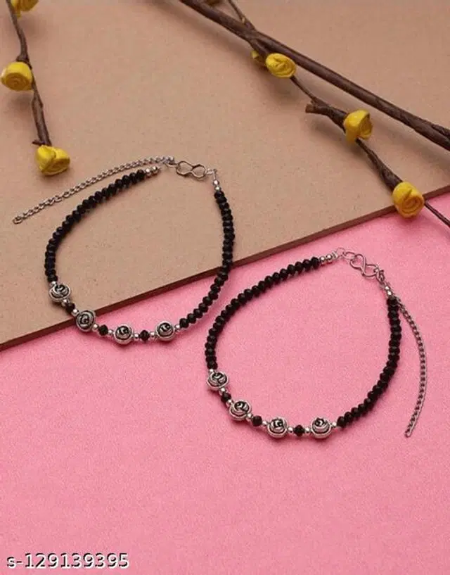 Alloy Anklets for Women, Pack of 2 (Multicolor)