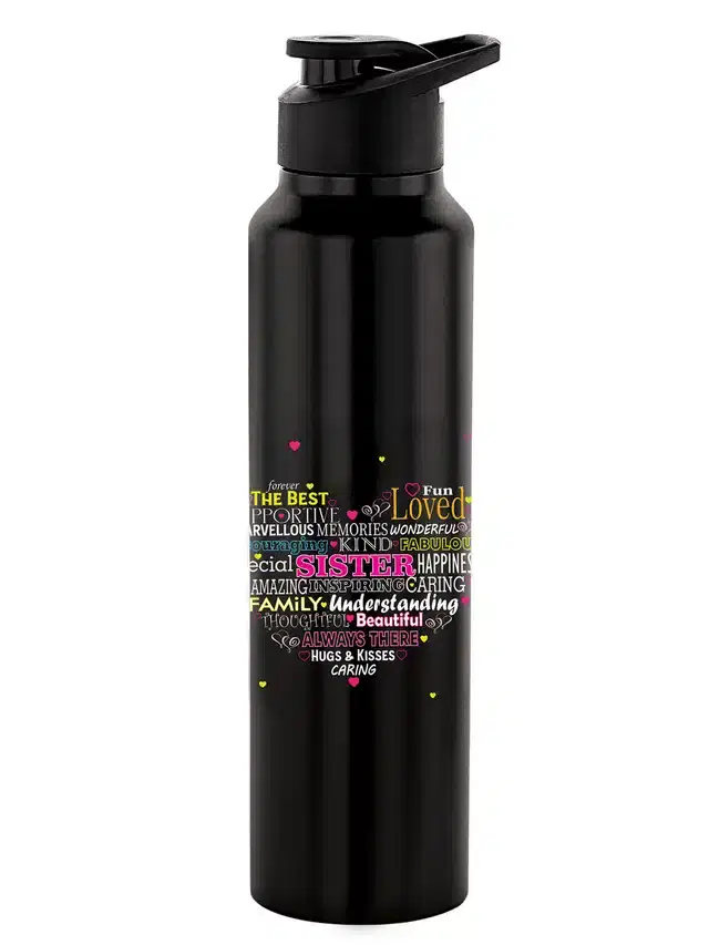 Stainless Steel Insulated Single Wall Water Bottle, Black, 1000 ml
