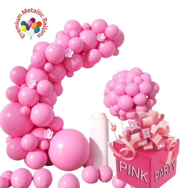 Rubber Premium Metallic Balloons for Party, Pink, Pack of 50