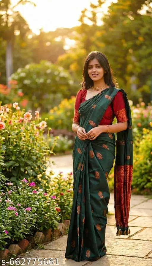 Banarasi Silk Saree for Women (Purple, Free Size)