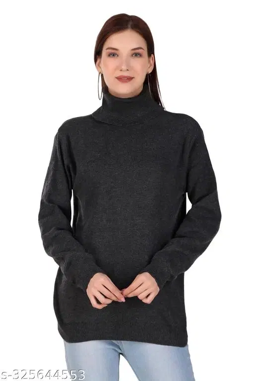 Acrylic Sweater for Women (Black, M)