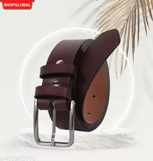 PU Solid Belt for Men ,Brown (Free Size)