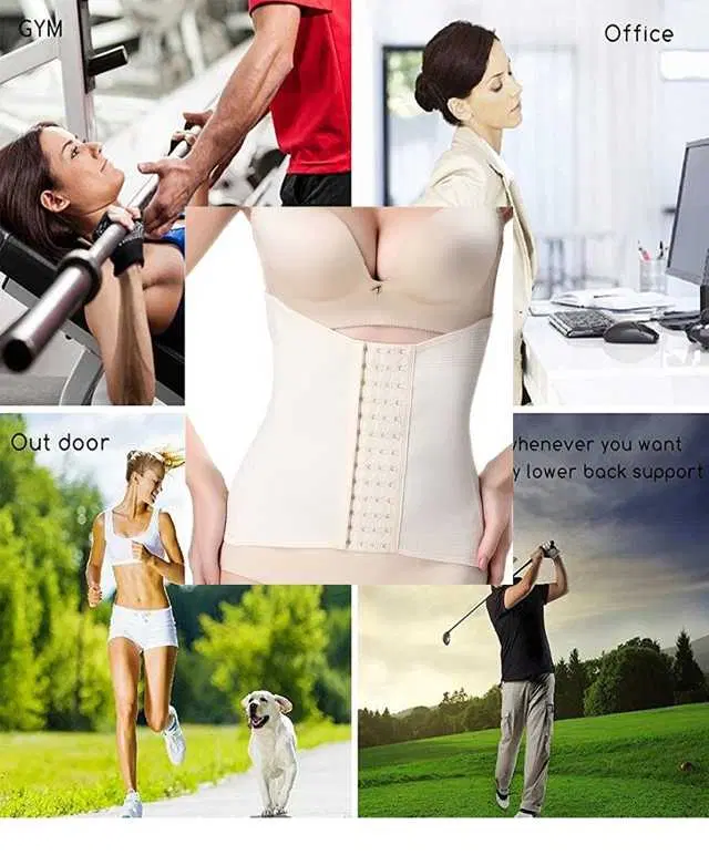 Air Breath Tummy Grip Belt Waist Trainer Trimmer and Slimming Corset 3 Hooks Girdle with Wire Support (S55)