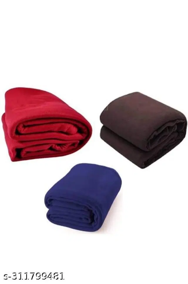 Fleece Blankets for Babies, Pack of 3 (Multicolor, Free Size)