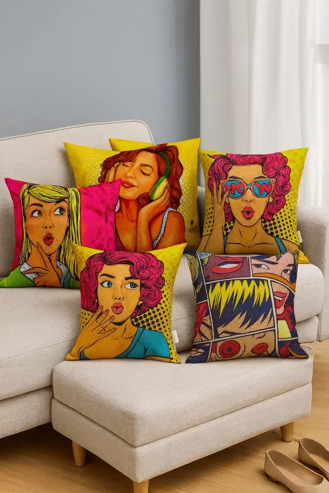 Crosmo Trendy Printed Pack of 5 Cushion cover 40x40cm