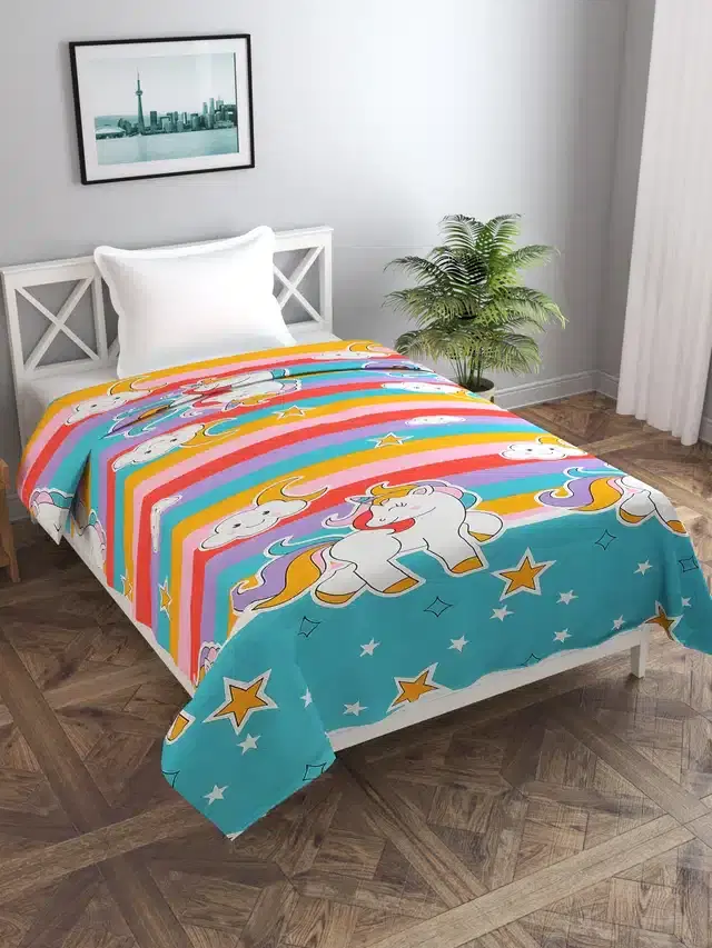 Printed Single Duvet Cover with Zipper, Multicolor, 60x90 Inches