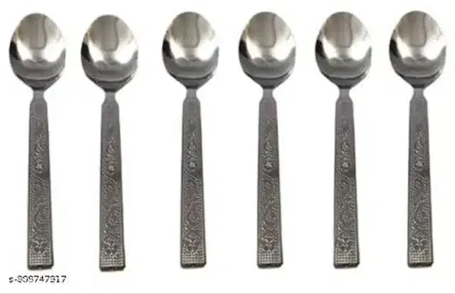 Stainless Steel Spoons, Silver, Pack of 6