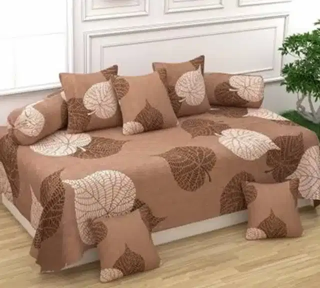 Cotton Printed Diwan Cover Set, Multicolor, Pack of 8