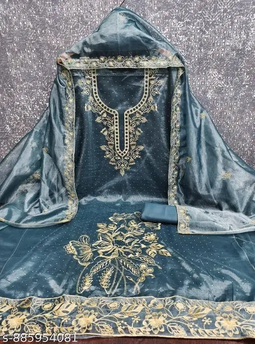 Embroidered Patiala Suit Set for Women (6.25 meter (L)) (6.85 meter (3XL)