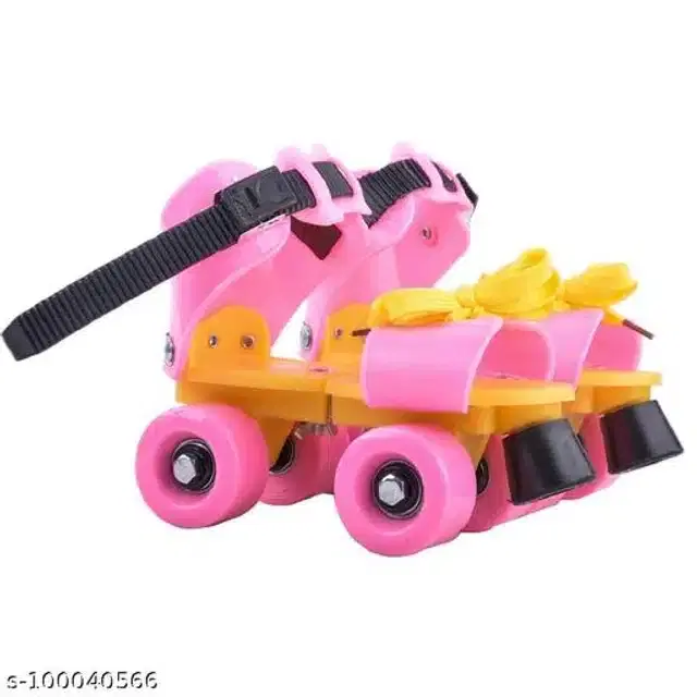 Adjustable Roller Skates for Kids, Pink & Yellow