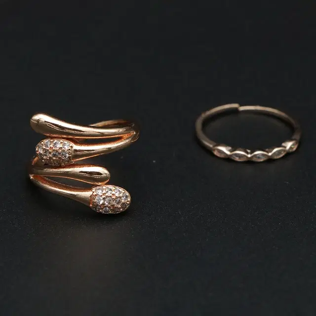 Gold Plated Rings for Women, Gold (Set of 2)