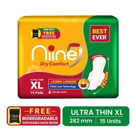Niine Dry Comfort Ultra Thin Sanitary Pads 15 Pcs (XL)