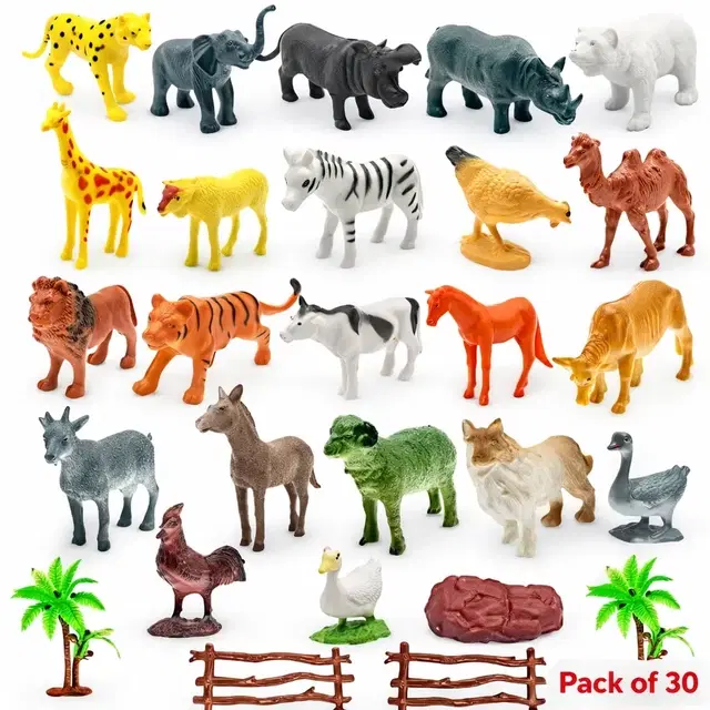 Realistic Animal Figure Toys For Kids, 30 Pcs