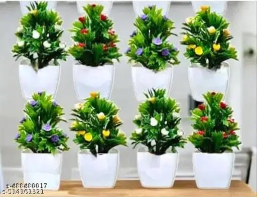 Plastic Artificial Flowers, Multioclor, Pack of 8