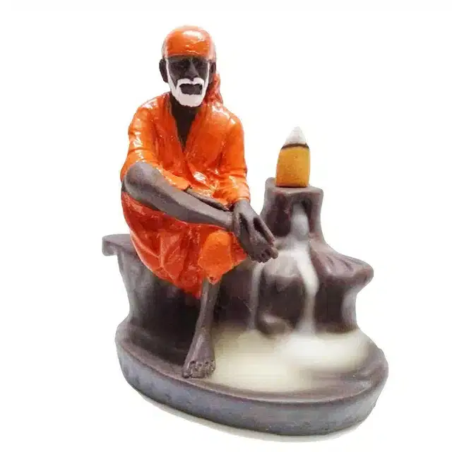Sai Smoke Backflow Incense Holder with 10 Cones, Orange