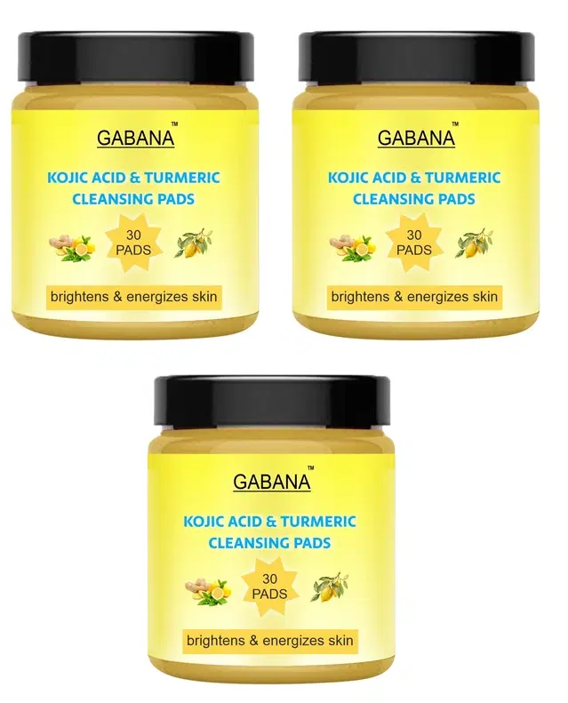 Gabana 30 Pcs Kojic Acid & Turmeric Cleansing Pads, Pack of 3