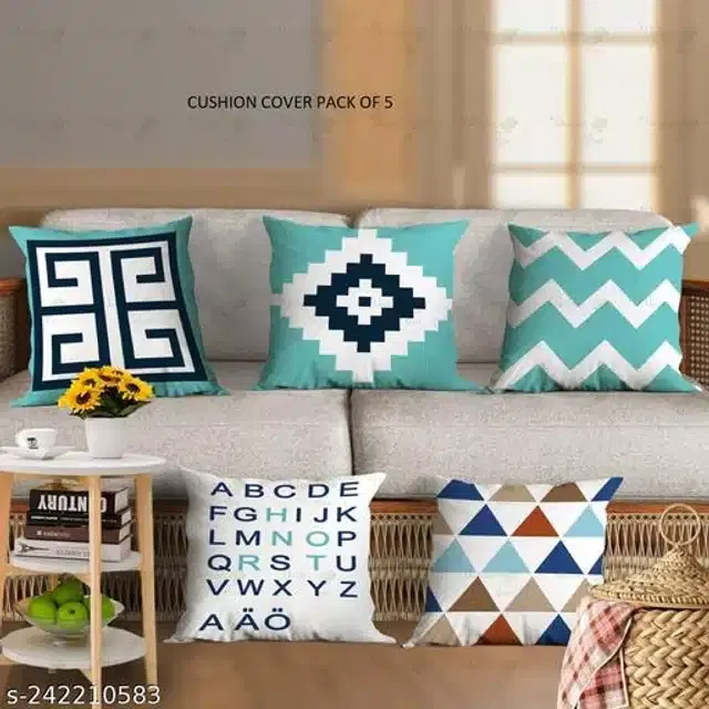 Cushion Cover for Home, Multicolor, 16x16 inches, Pack of 5