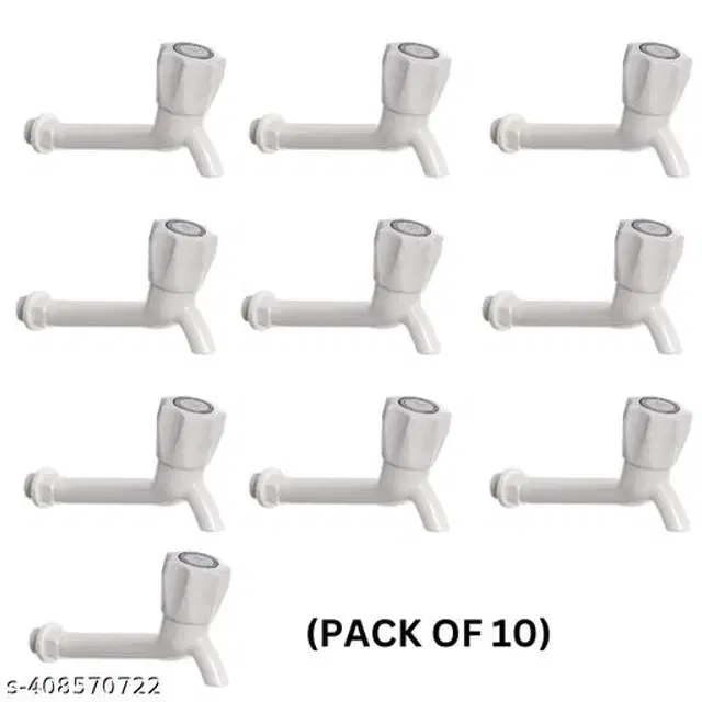 Plastic Long Bib Cock Tap, White, Pack of 10