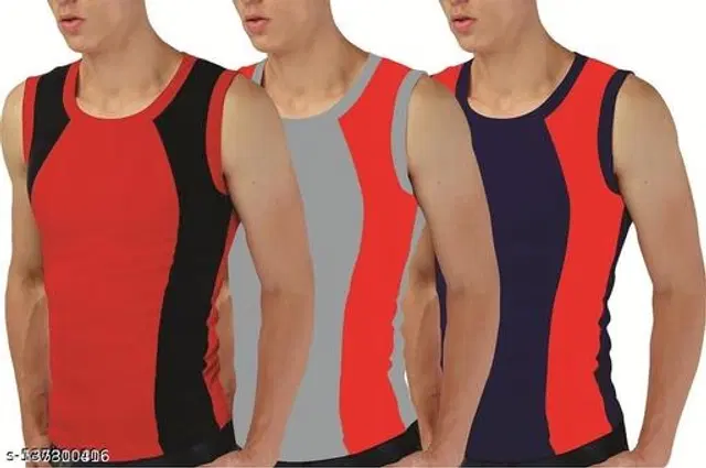 Cotton Vests for Men, Pack of 3 (Multicolor, S)