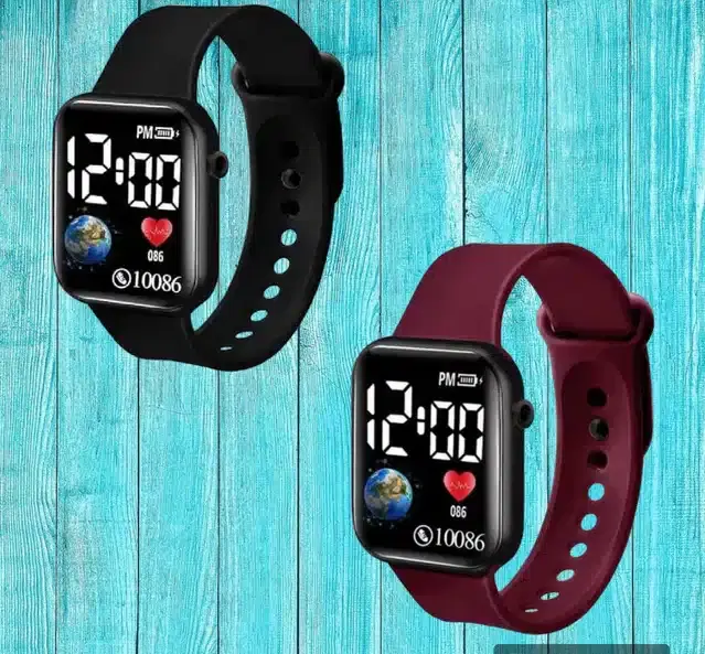 Digital Watch for Men & Women, Pack of 2 (Multicolor)